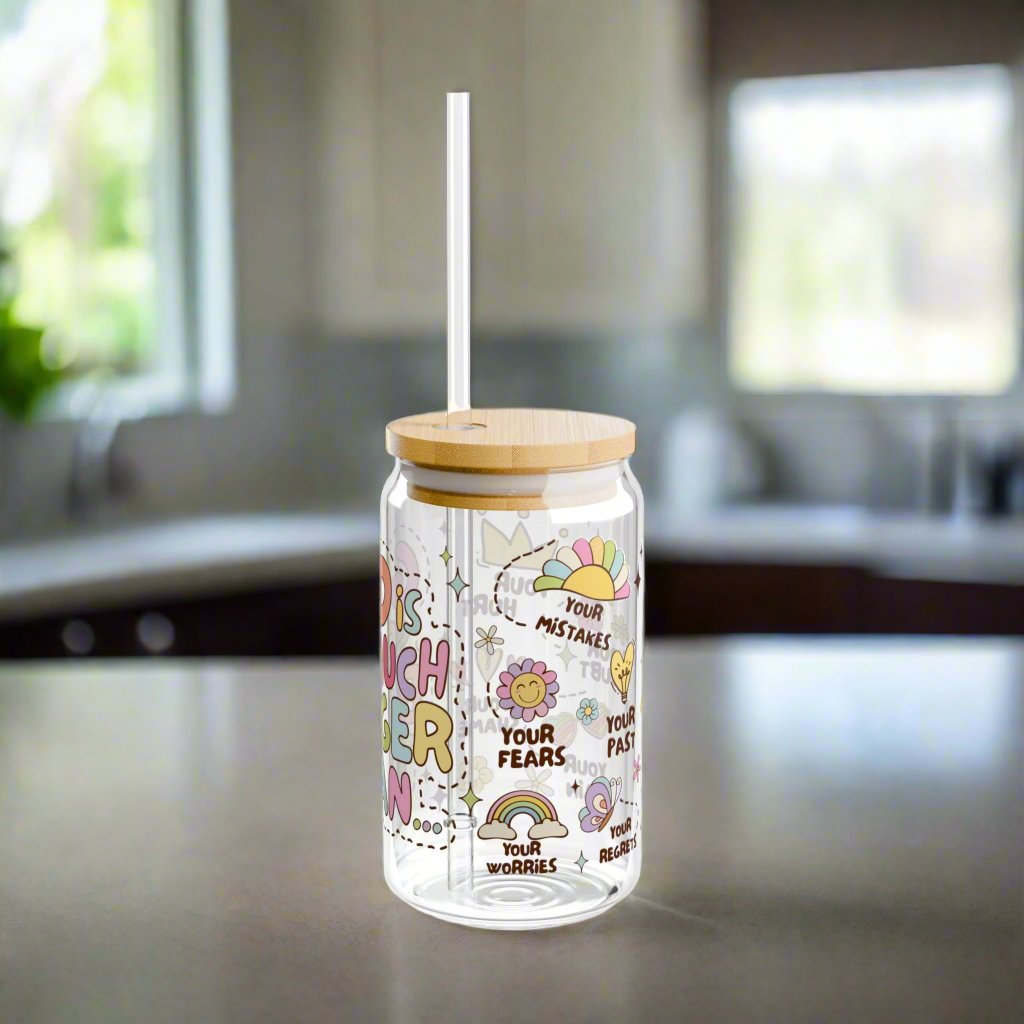 God Is So Much Bigger Than ...Glass Sipper - Kim’s Signature Beauty & Accessories    (Store description)