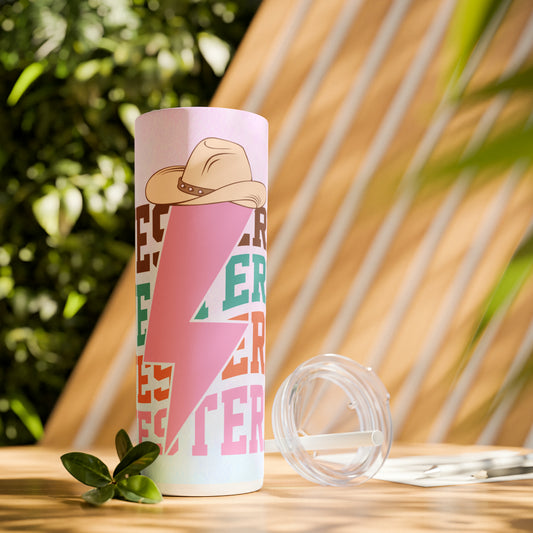 Western | Skinny Tumbler with Straw, 20oz - Kim’s Signature Beauty & Accessories    (Store description)