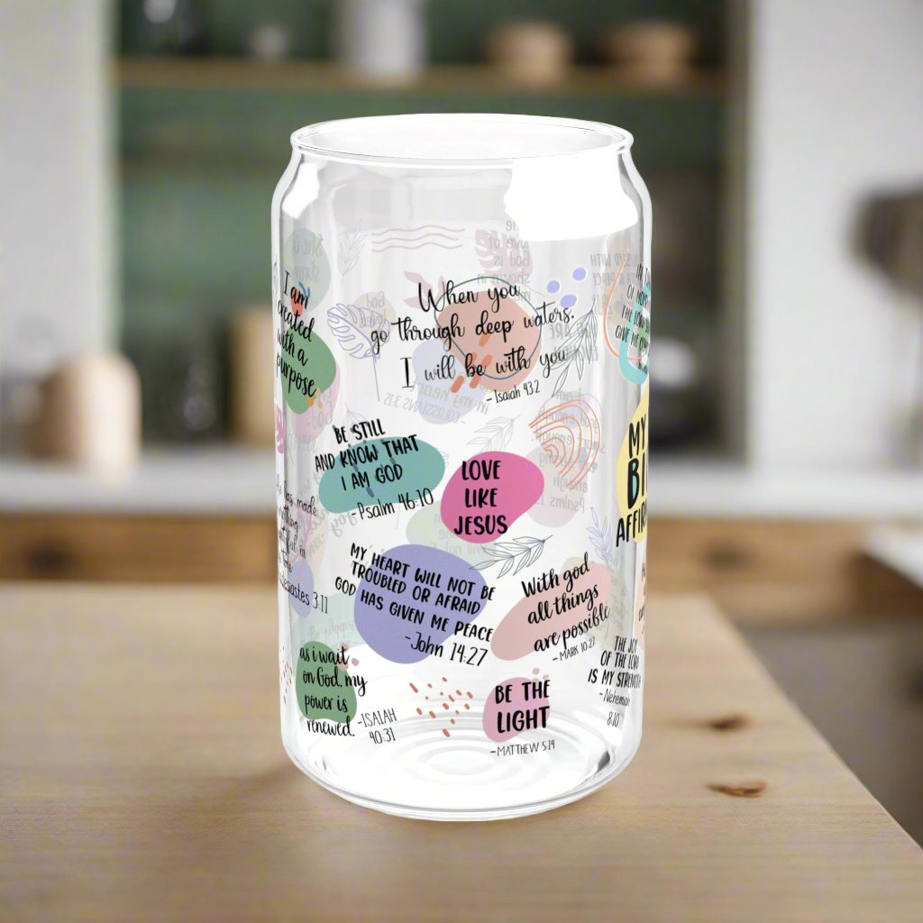 Daily Bible Affirmations Sipper Glass - Kim’s Signature Beauty & Accessories    (Store description)
