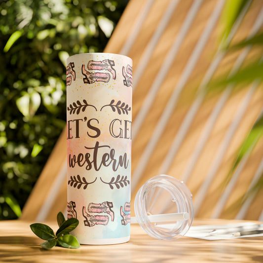 Let's Get Western | Skinny Tumbler with Straw, 20oz - Kim’s Signature Beauty & Accessories    (Store description)