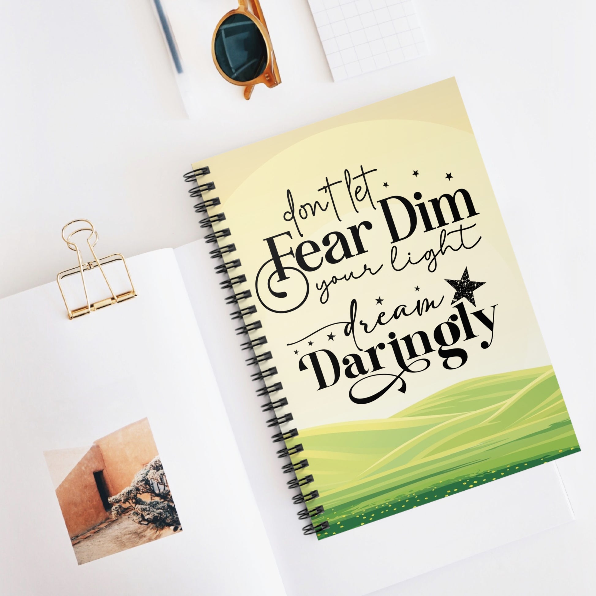 Don’t Let Fear Dim Your Light Spiral Notebook - Kim’s Signature Beauty & Accessories    (Store description)