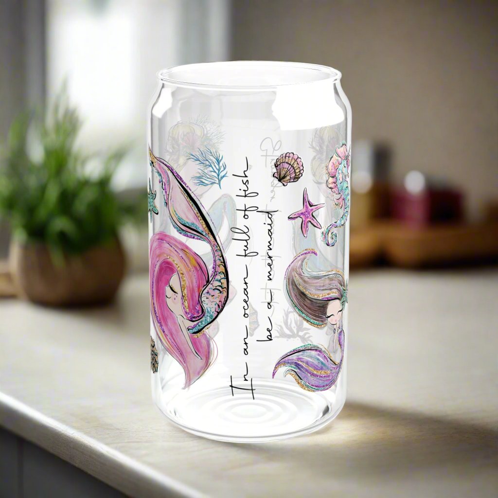 In a World full of Fish Be a Mermaid Sipper Glass - Kim’s Signature Beauty & Accessories    (Store description)