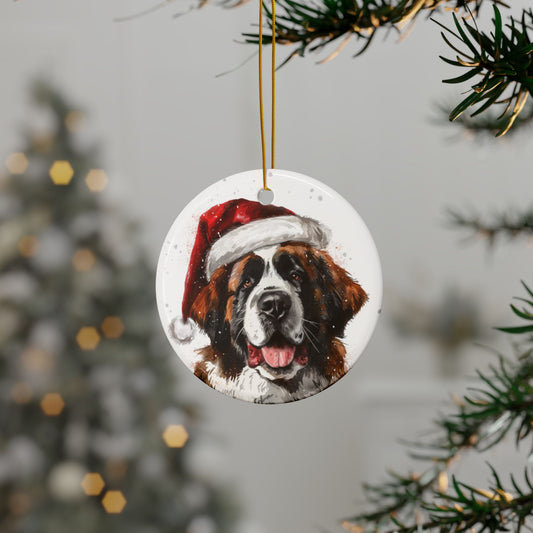 St. Bernard Santa Ceramic Ornament, 2-Side Print - Kim’s Signature Beauty & Accessories    (Store description)