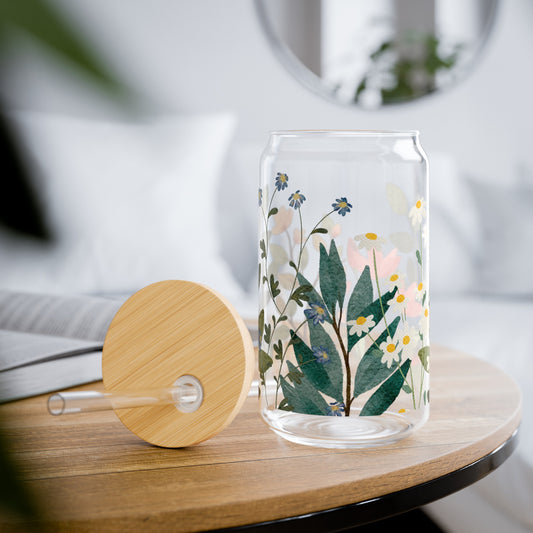 Fresh Flowers Sipper Glass, 16oz - Kim’s Signature Beauty & Accessories    