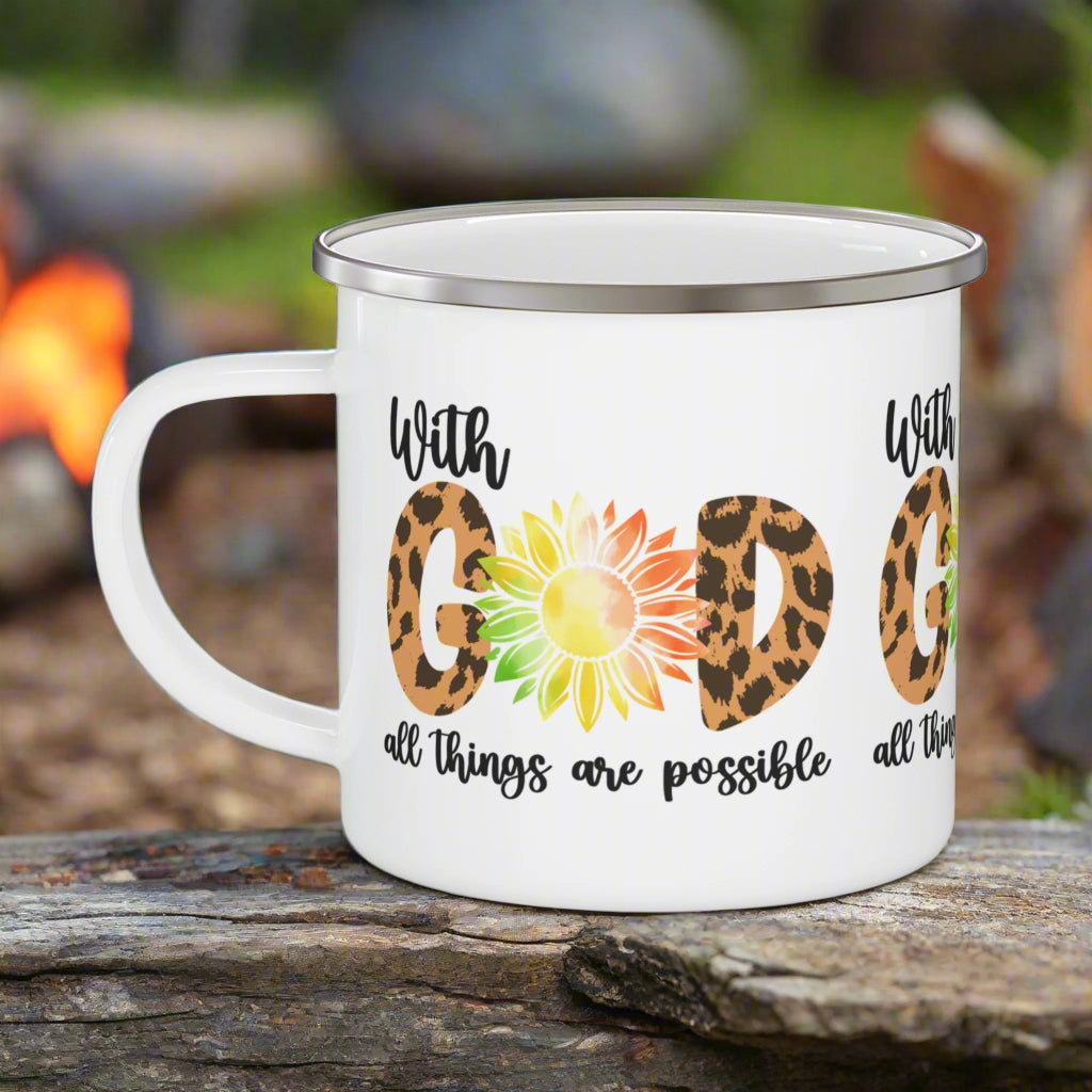 With God all things are possible Camping Mug - Kim’s Signature Beauty & Accessories    (Store description)
