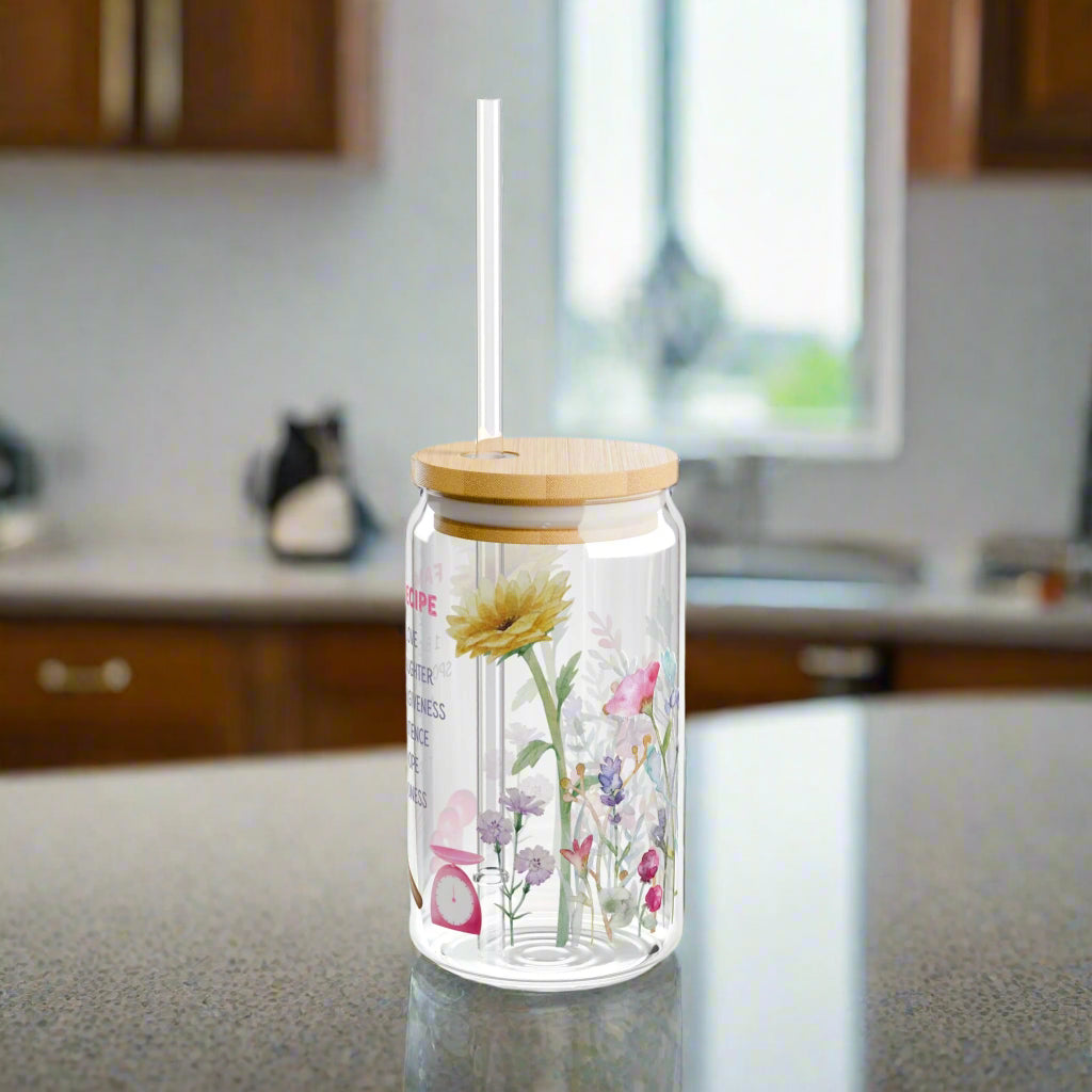 Family Recipe Sipper Glass - 16oz with Straw - Kim’s Signature Beauty & Accessories    (Store description)