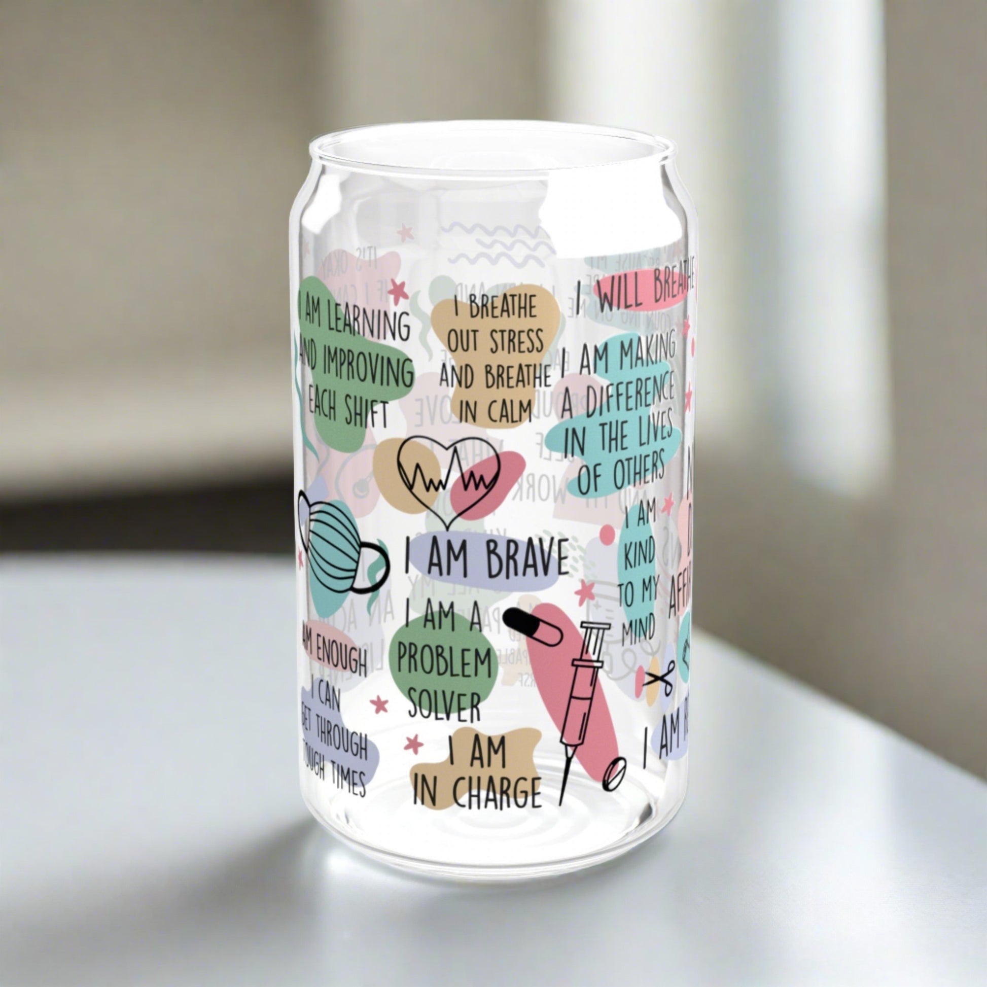 Nurses Affirmations Sipper Glass, 16oz - Kim’s Signature Beauty & Accessories    (Store description)