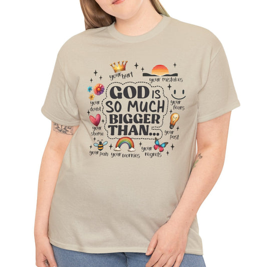 God Is Bigger Inspirational Tee - Kim’s Signature Beauty & Accessories    (Store description)