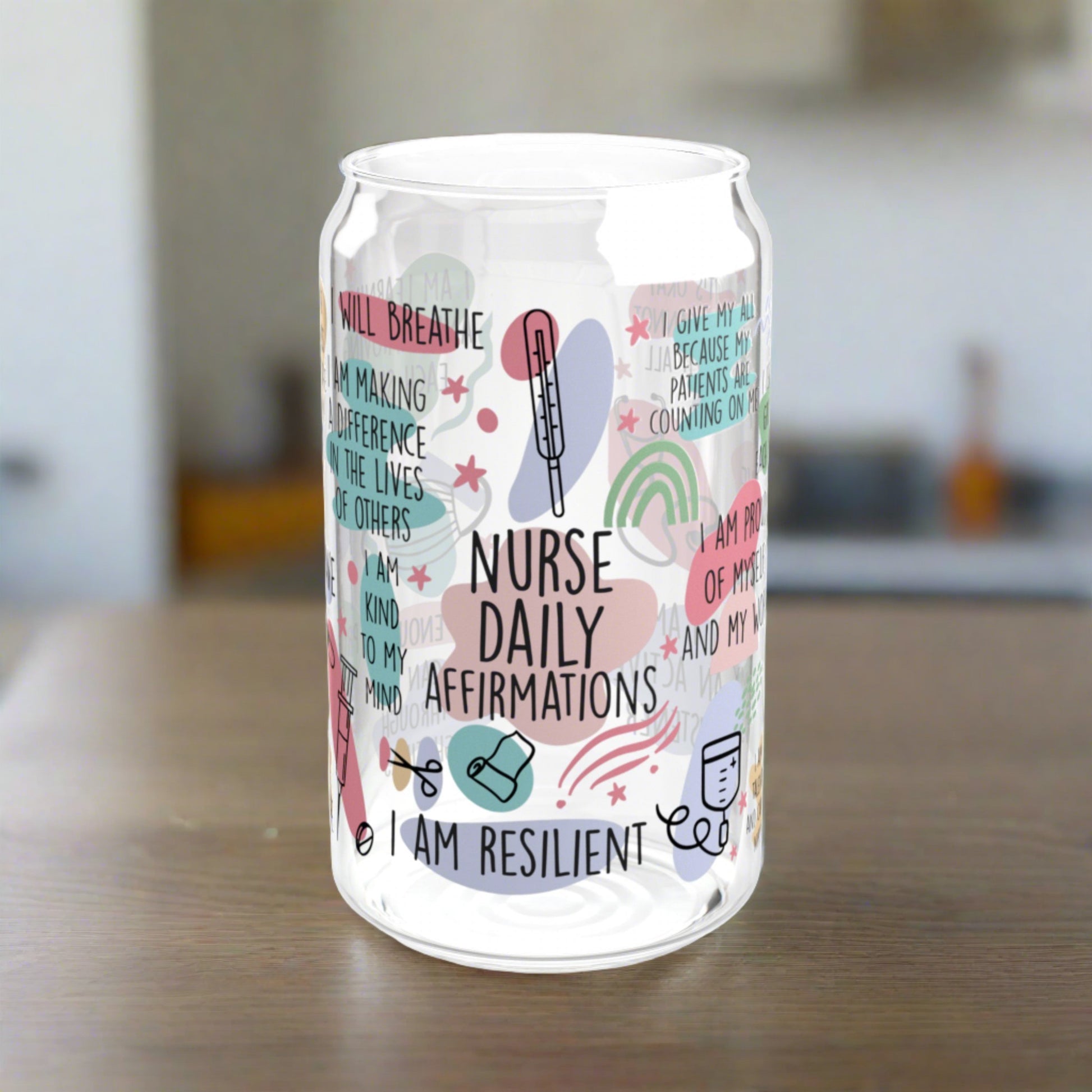 Nurses Affirmations Sipper Glass, 16oz - Kim’s Signature Beauty & Accessories    (Store description)