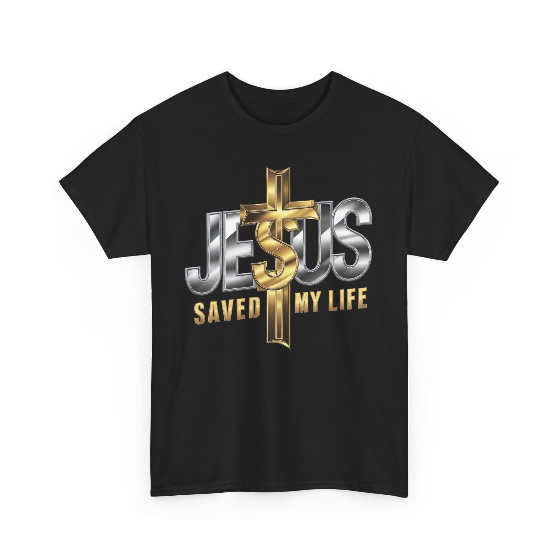 Jesus Saved My Life Cotton Tee - Kim’s Signature Beauty & Accessories    (Store description)