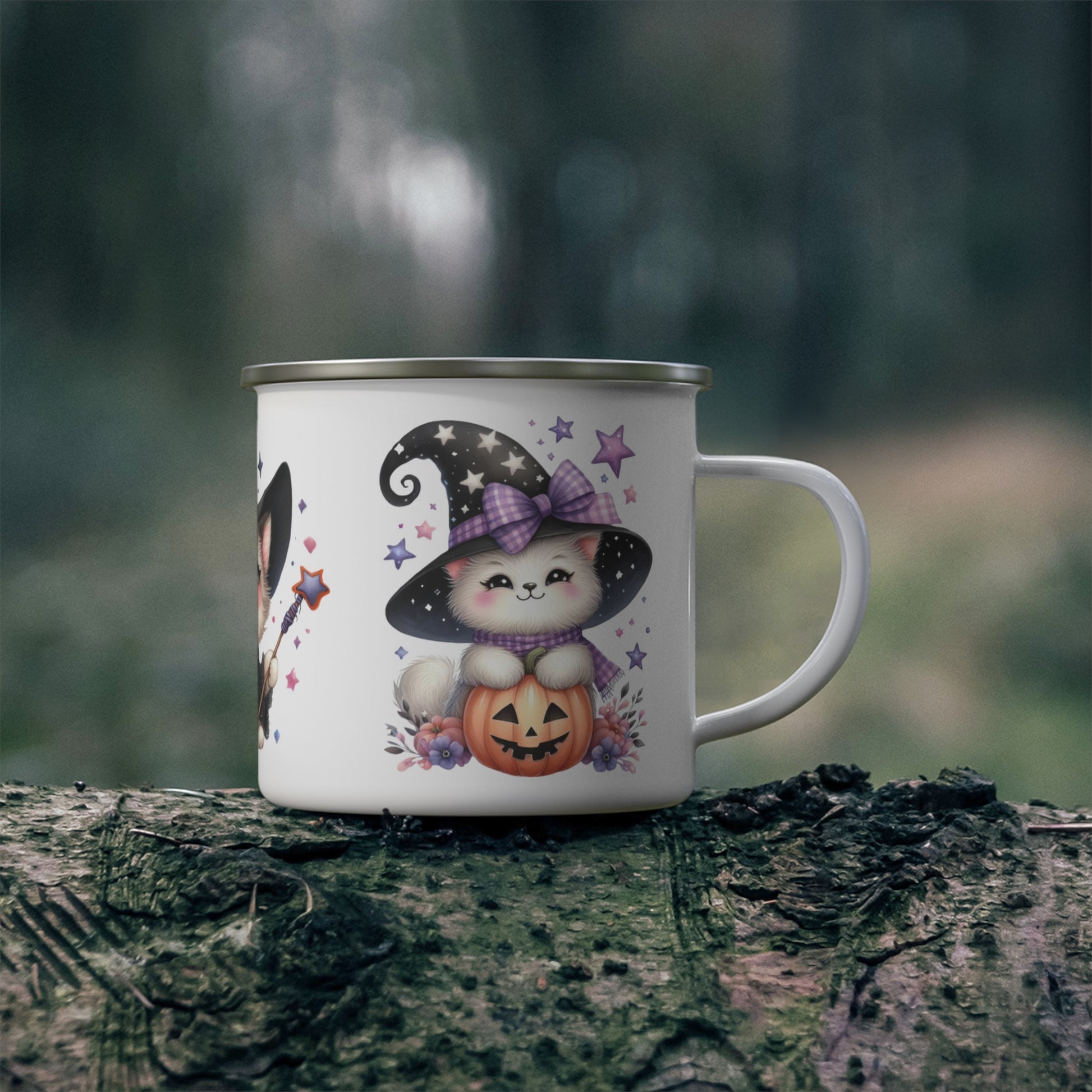 Cute Witch Cat Enamel Camping Mug - Kim’s Signature Beauty & Accessories    (Store description)