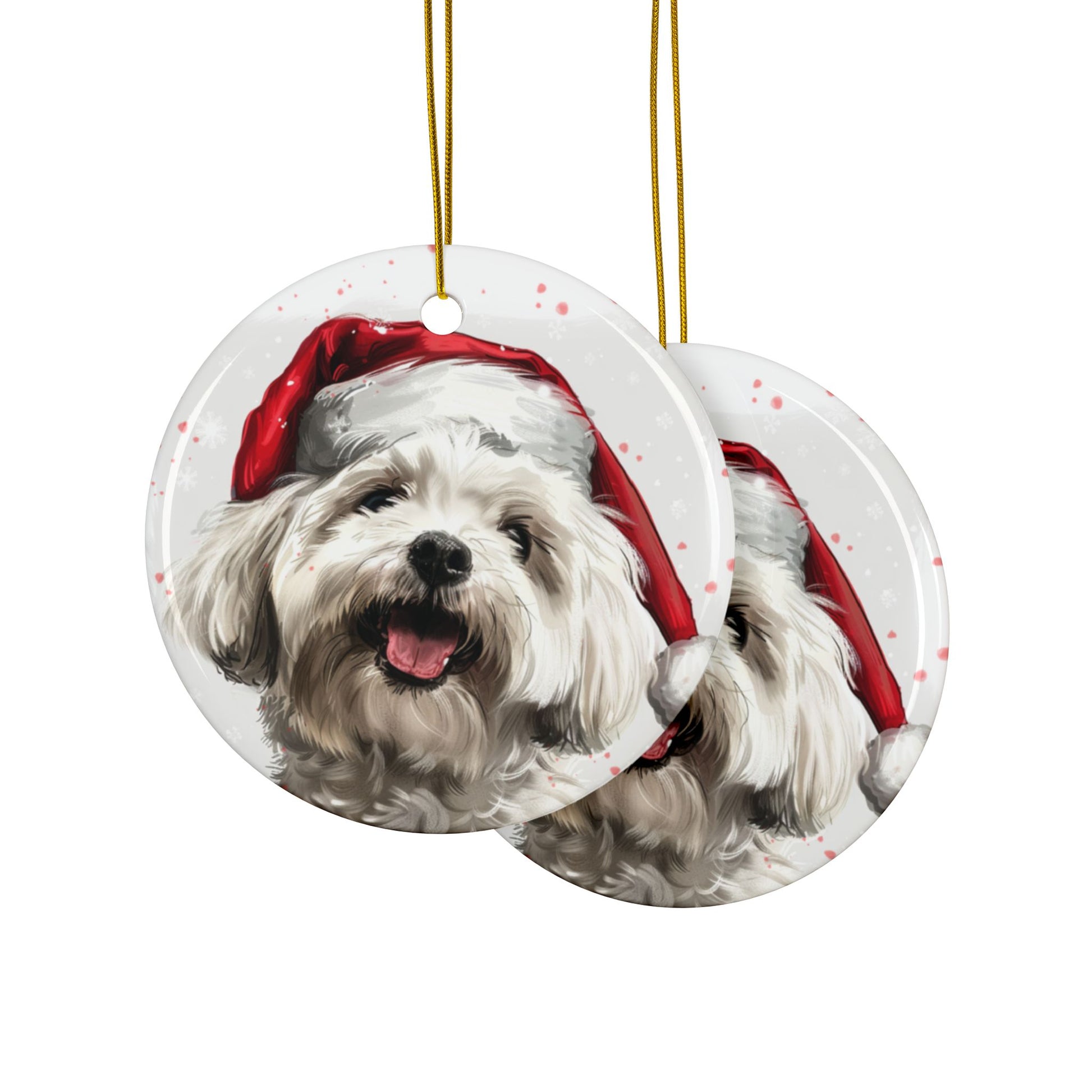 Maltese Santa -Ceramic Ornament, 2-Side Print - Kim’s Signature Beauty & Accessories    (Store description)