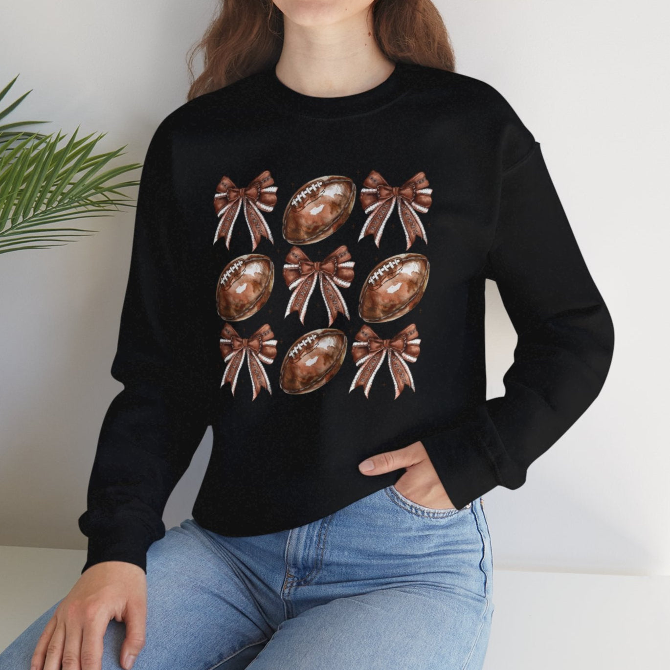 Bows & Footballs Sweatshirt - Kim’s Signature Beauty & Accessories    