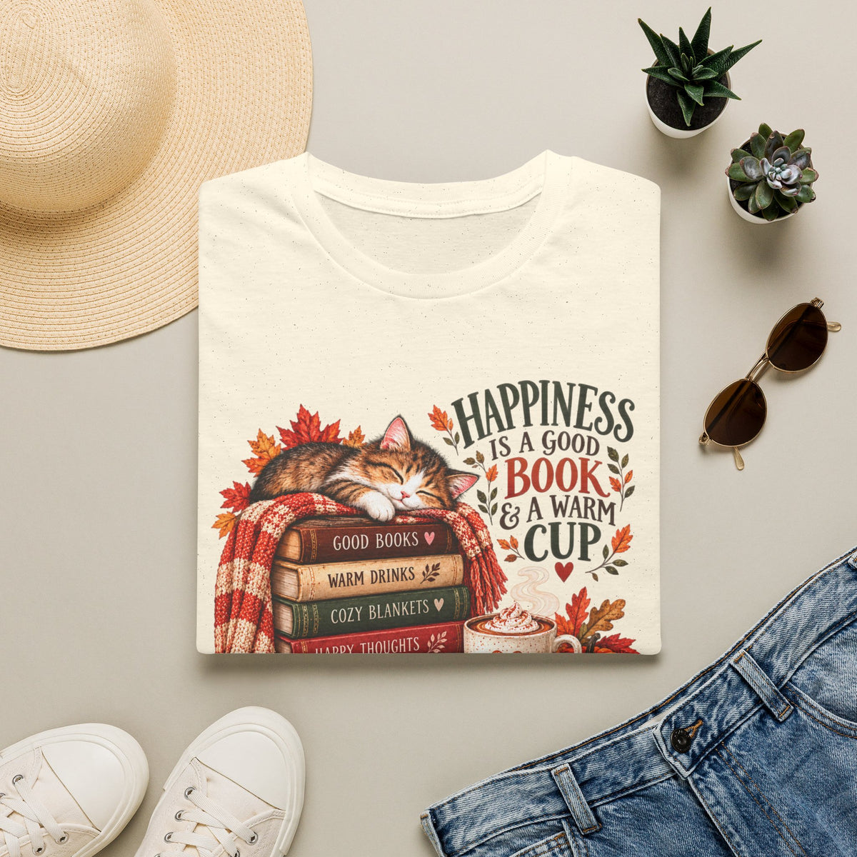 Happiness Is a Good Book and a Cup of Tea T-Shirt