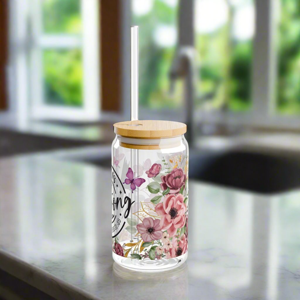 She Is Strong Glass Sipper - Kim’s Signature Beauty & Accessories    (Store description)