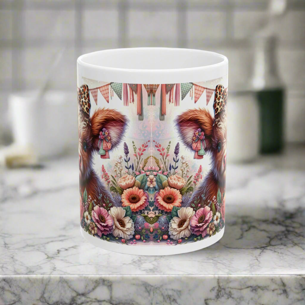 🐄🌻 Highland Cow Leopard Print Hair Bow Mug - Kim’s Signature Beauty & Accessories    (Store description)
