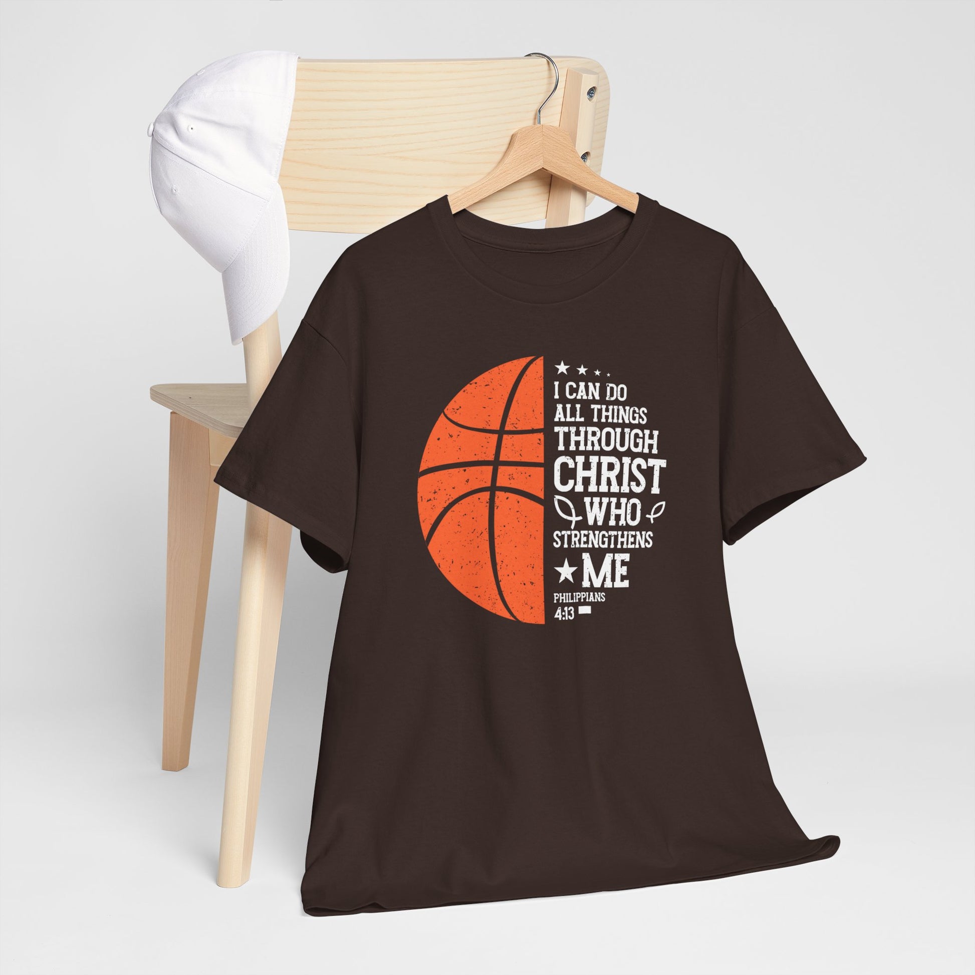 Basketball & Faith Tee – Philippians 4:13 Christian Sports Shirt - Kim’s Signature Beauty & Accessories    (Store description)