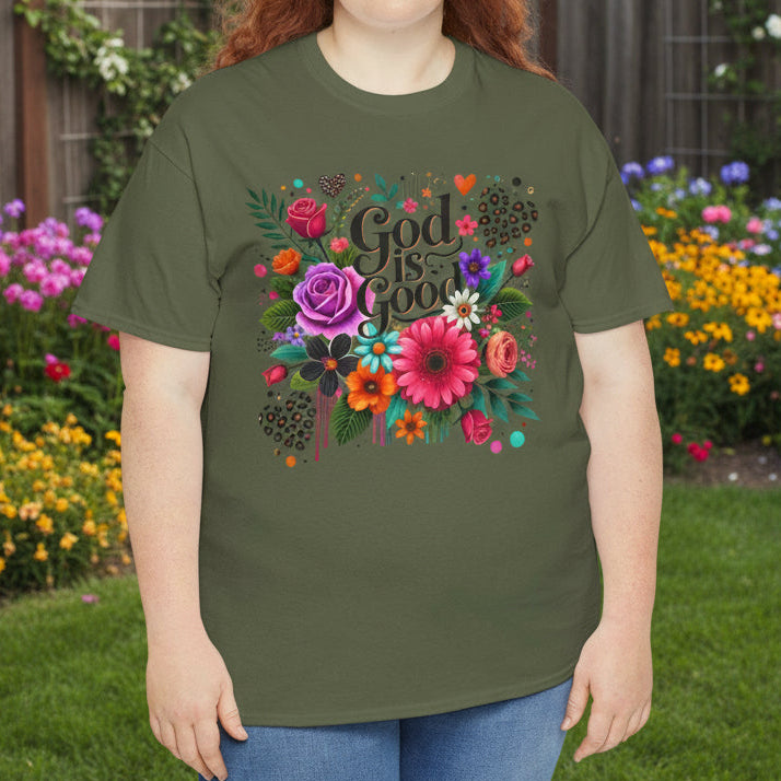 God Is Good Floral Christian Faith Tee - Kim’s Signature Beauty & Accessories    