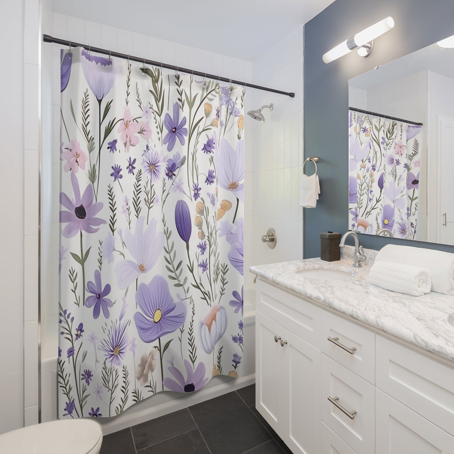 Purple Floral | Shower Curtain - Kim’s Signature Beauty & Accessories    (Store description)
