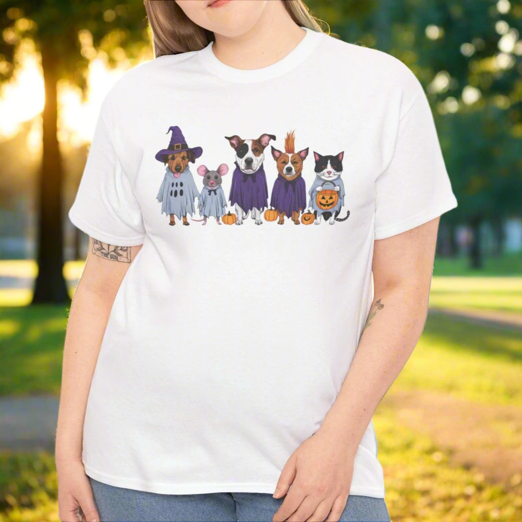 Ghostly Trio: Dogs, Cat, and Mouse Tee - Kim’s Signature Beauty & Accessories    