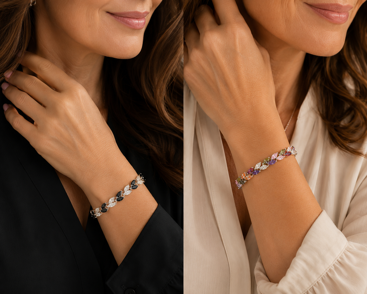 Nature’s Elegance Silver Leaf CZ Bracelet