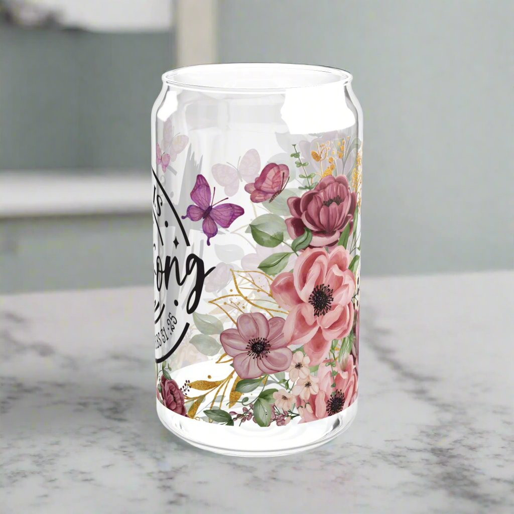 She Is Strong Glass Sipper - Kim’s Signature Beauty & Accessories    (Store description)