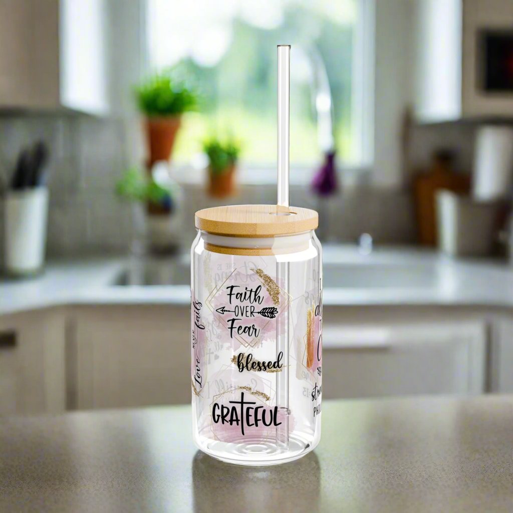 I Can Do All Things Sipper Glass - Kim’s Signature Beauty & Accessories    (Store description)