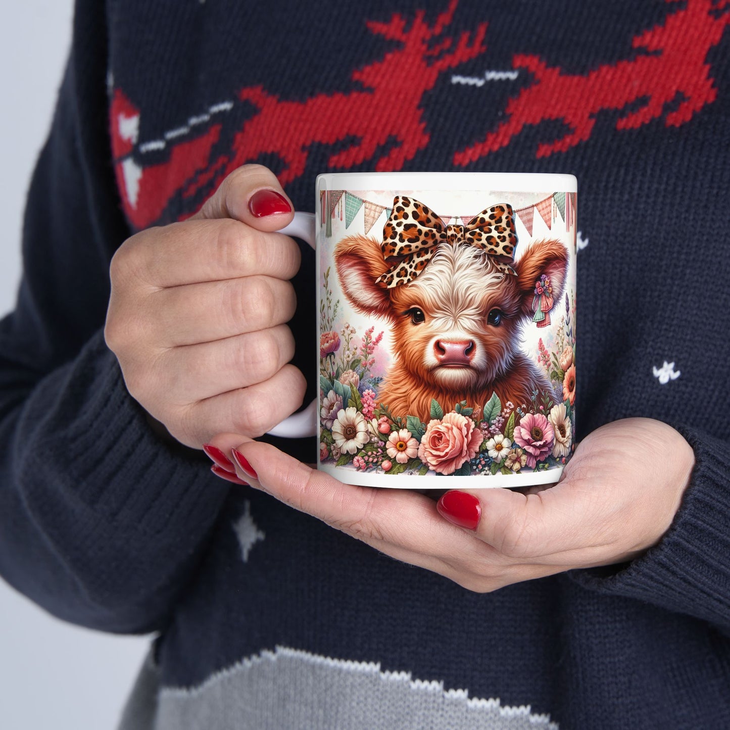 🐄🌻 Highland Cow Leopard Print Hair Bow Mug - Kim’s Signature Beauty & Accessories    (Store description)