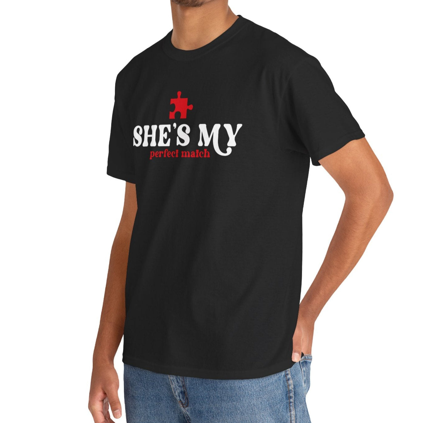 She's My Perfect Match Puzzle Piece Tee – Couple's Matching Shirt - Kim’s Signature Beauty & Accessories    (Store description)