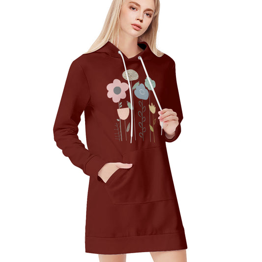 Maroon Floral Hoodie Sweat Dress - Kim’s Signature Beauty & Accessories    
