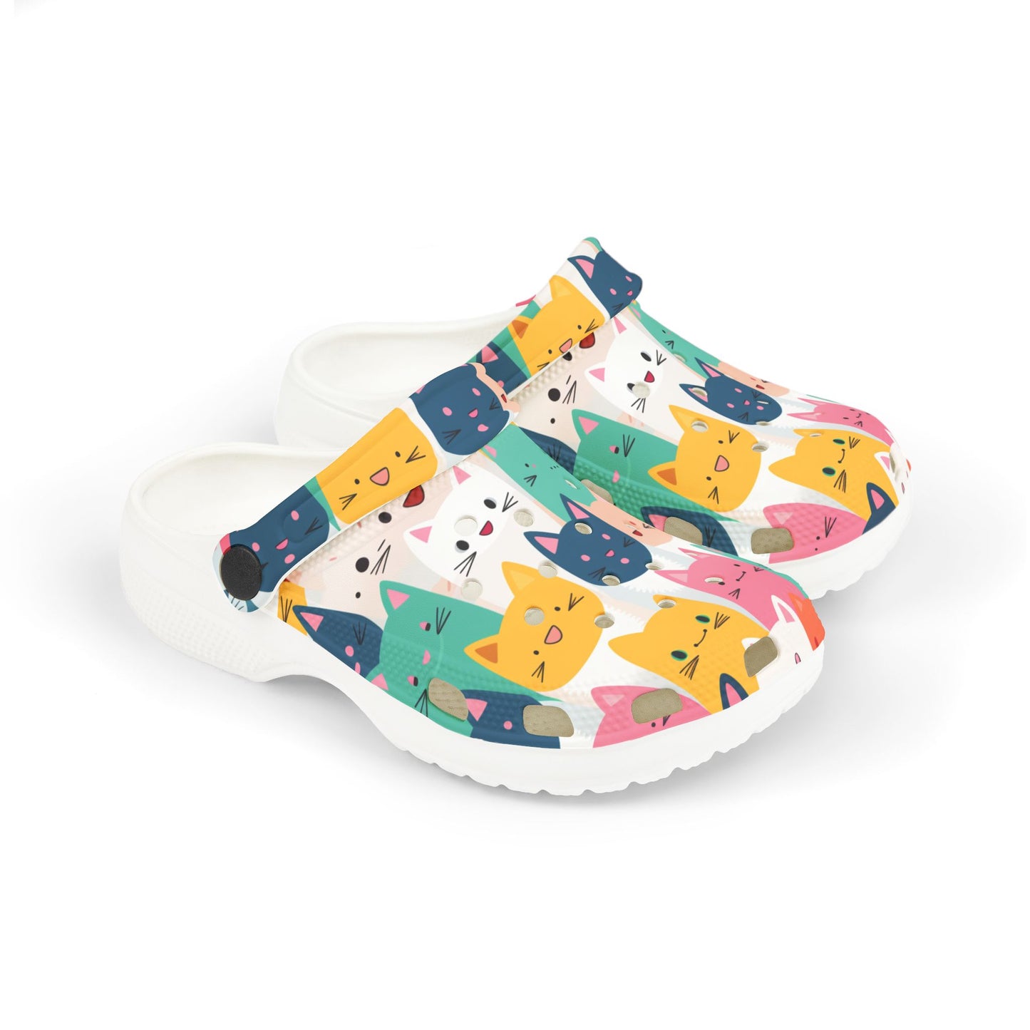 Colorful Cat Print Kids' Clogs - Fun Comfort for Playtime! - Kim’s Signature Beauty & Accessories    (Store description)