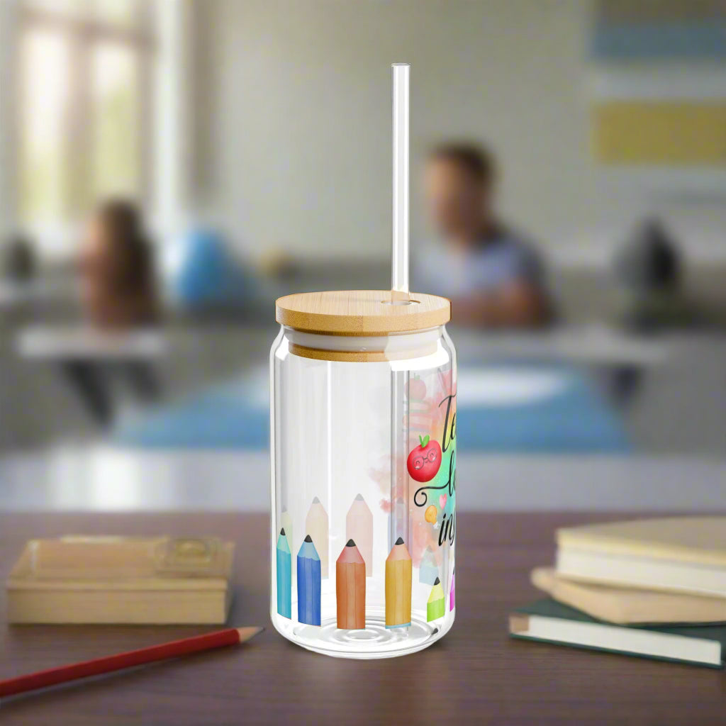 Teach, Love, Inspire Sipper Glass - Kim’s Signature Beauty & Accessories    (Store description)