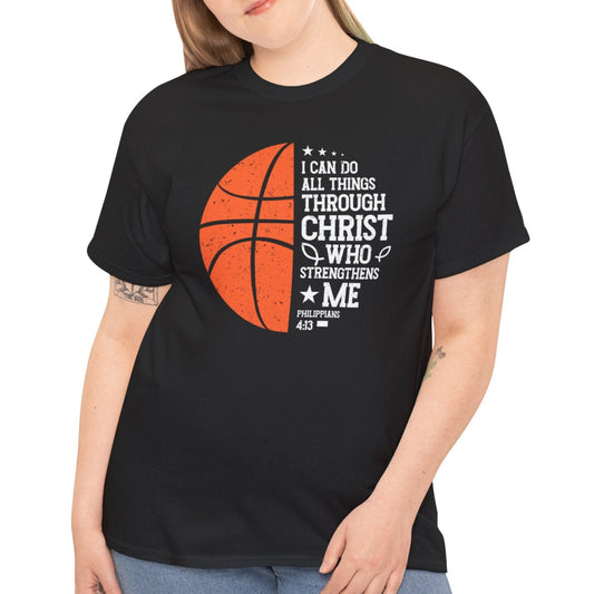 Basketball & Faith Tee – Philippians 4:13 Christian Sports Shirt - Kim’s Signature Beauty & Accessories    (Store description)