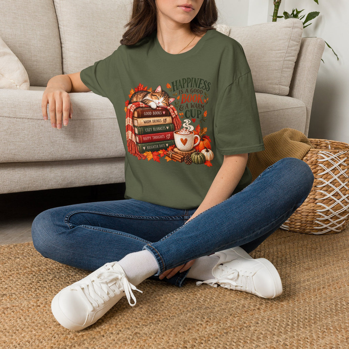 Happiness Is a Good Book and a Cup of Tea T-Shirt
