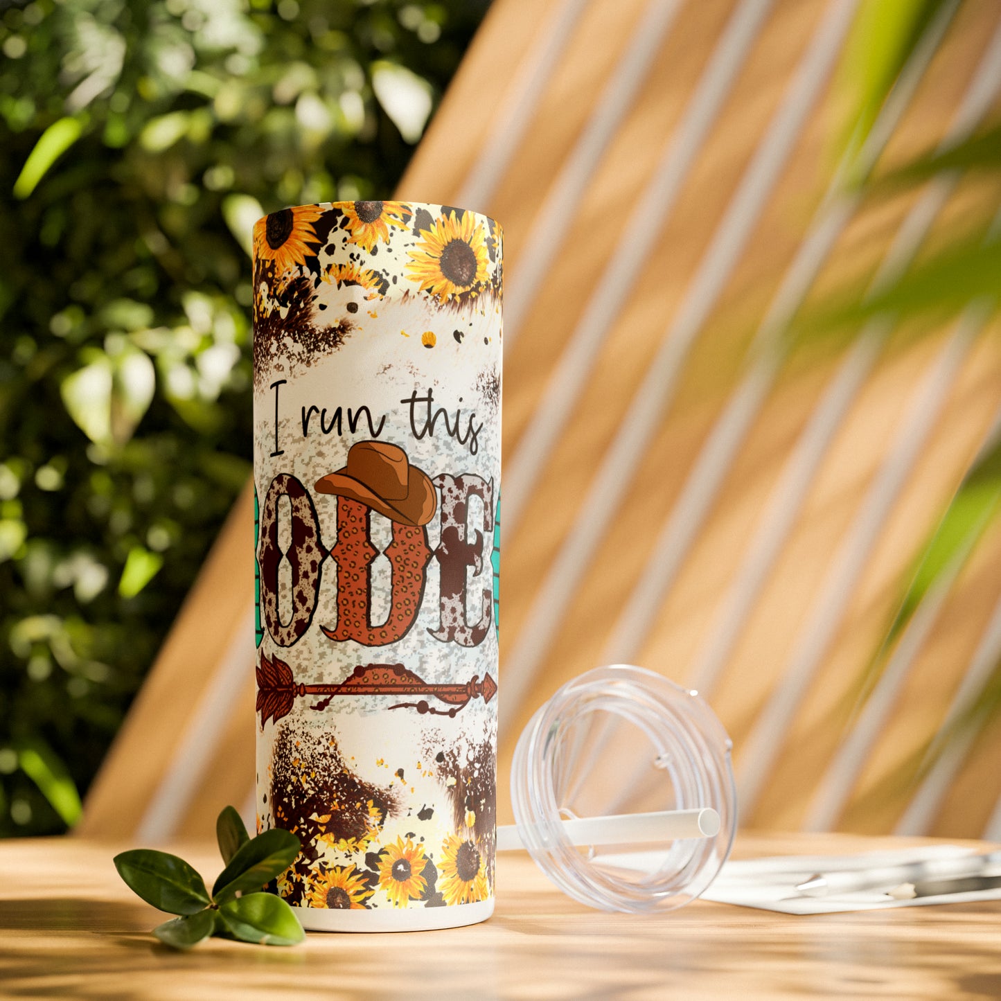 Run This Rodeo |Skinny Tumbler with Straw, 20oz - Kim’s Signature Beauty & Accessories    (Store description)