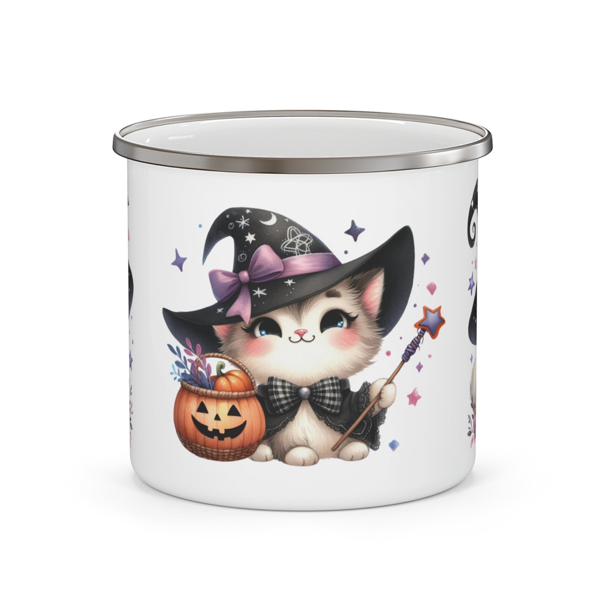 Cute Witch Cat Enamel Camping Mug - Kim’s Signature Beauty & Accessories    (Store description)