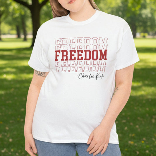 Freedom Repeating T-Shirt – Bold Patriotic Tee - Kim’s Signature Beauty & Accessories    