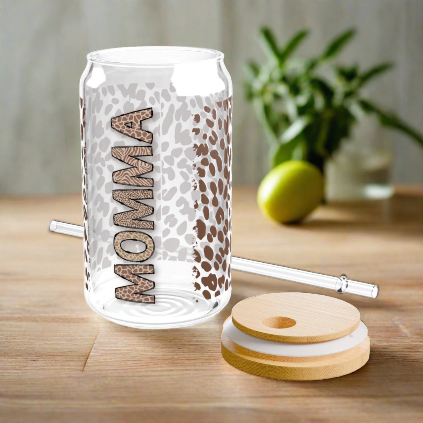 Momma Leopard Sipper Glass, 16oz - Kim’s Signature Beauty & Accessories    (Store description)