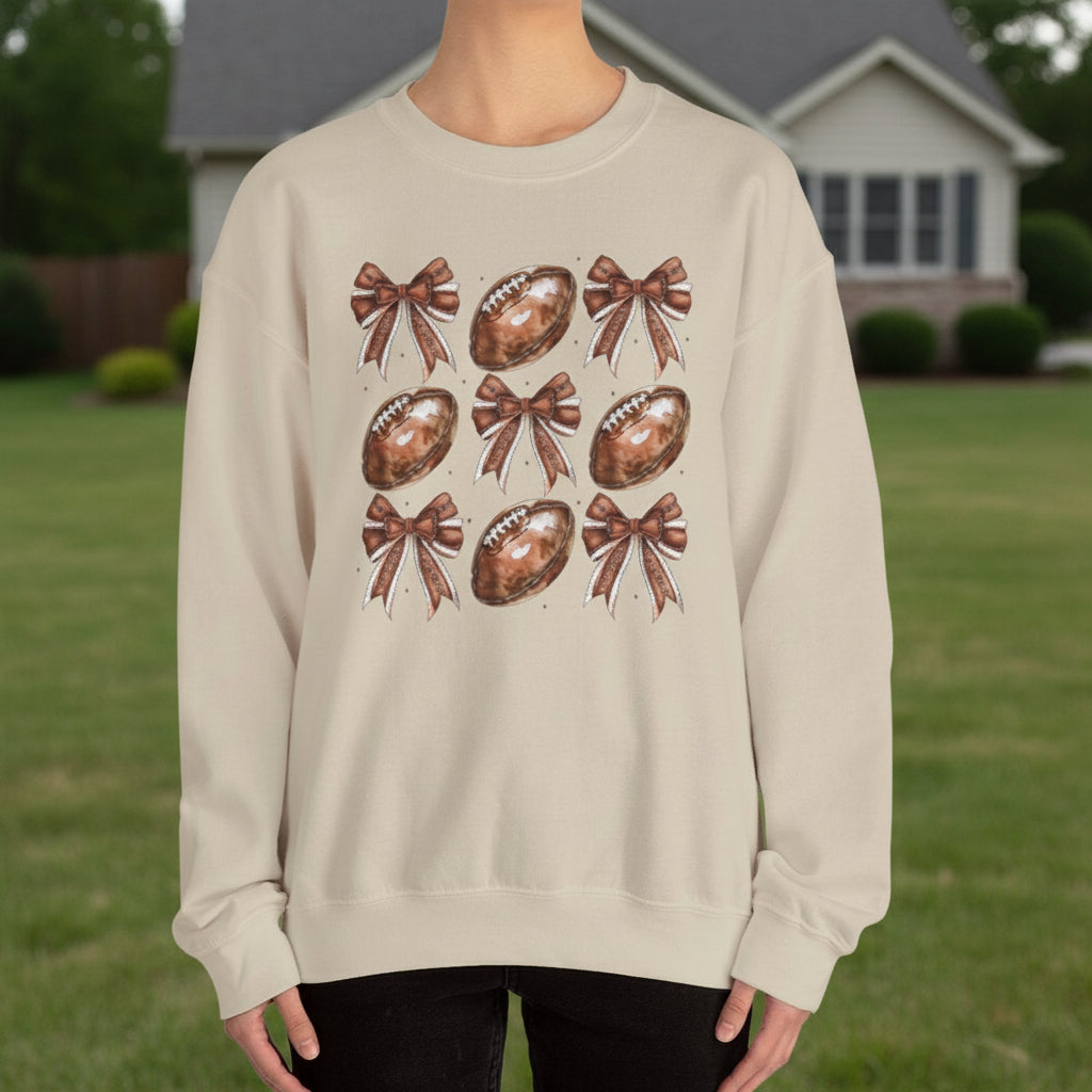 Bows & Footballs Sweatshirt - Kim’s Signature Beauty & Accessories    
