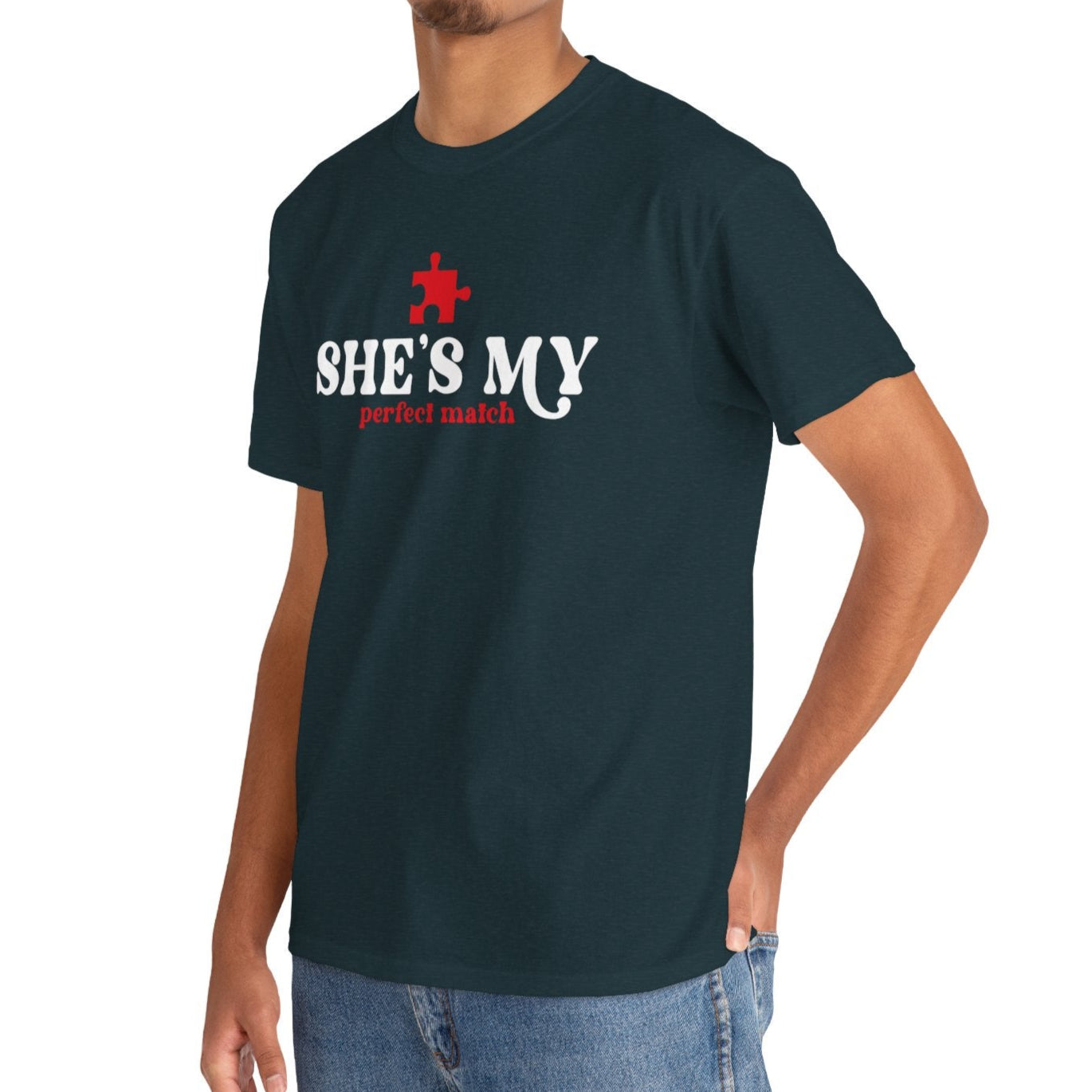 She's My Perfect Match Puzzle Piece Tee – Couple's Matching Shirt - Kim’s Signature Beauty & Accessories    (Store description)
