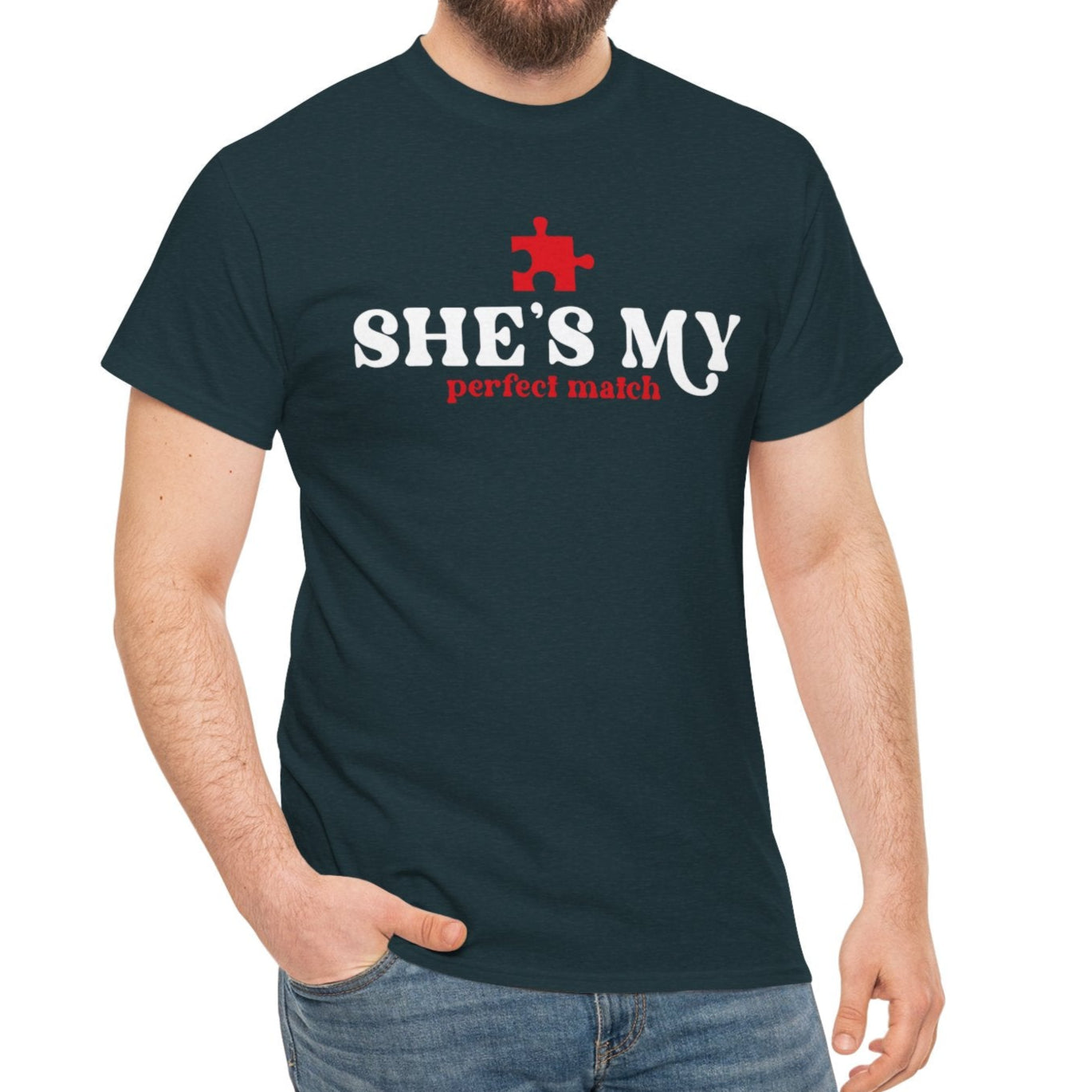 She's My Perfect Match Puzzle Piece Tee – Couple's Matching Shirt - Kim’s Signature Beauty & Accessories    (Store description)