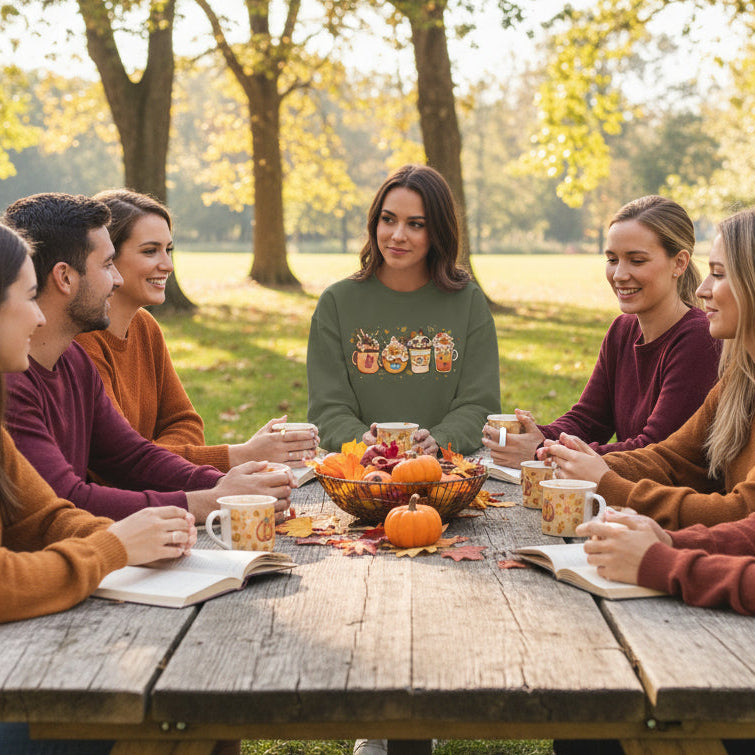 Festive Fall Drinks Sweatshirt - Kim’s Signature Beauty & Accessories    