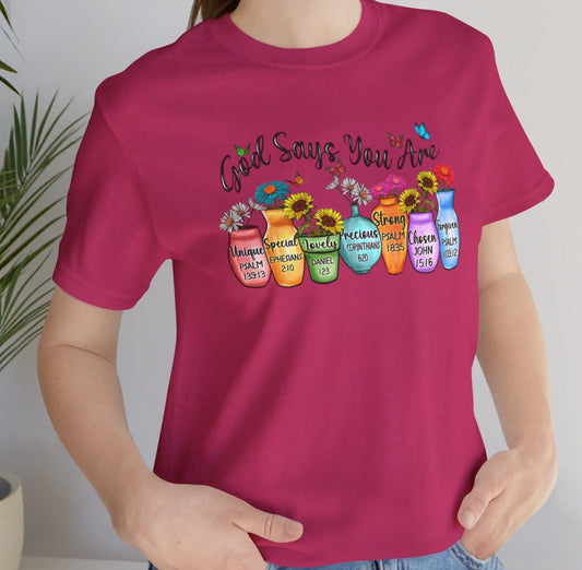 God's Affirmations: Floral Jar Inspirational Tee - Kim’s Signature Beauty & Accessories    (Store description)