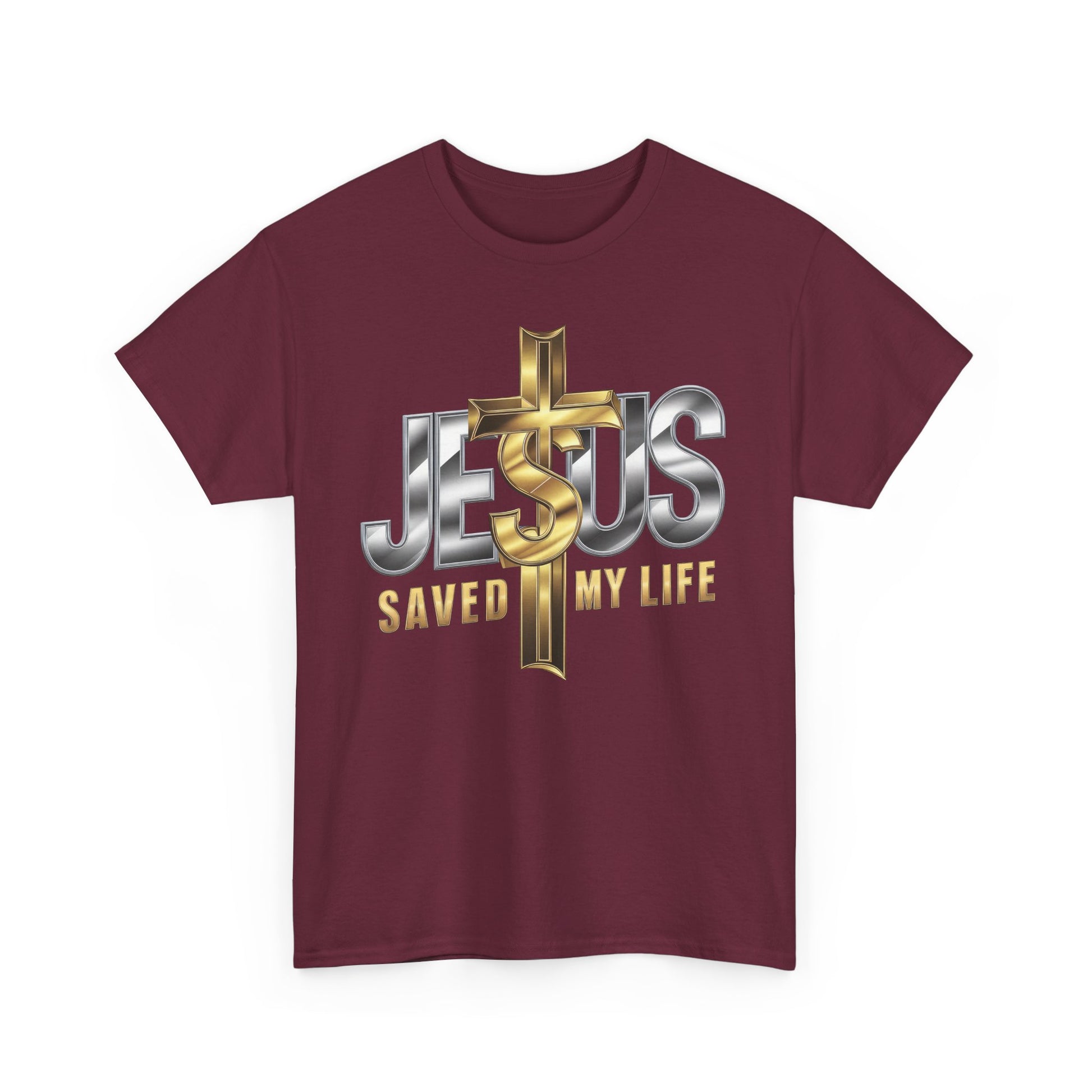 Jesus Saved My Life Cotton Tee - Kim’s Signature Beauty & Accessories    (Store description)