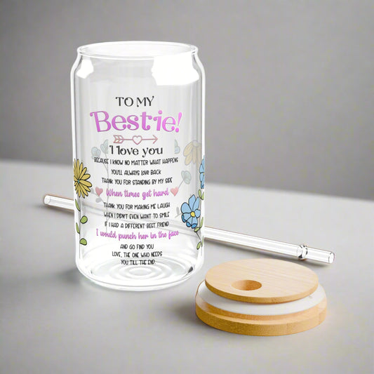 To My Bestie Sipper Glass - Kim’s Signature Beauty & Accessories    (Store description)