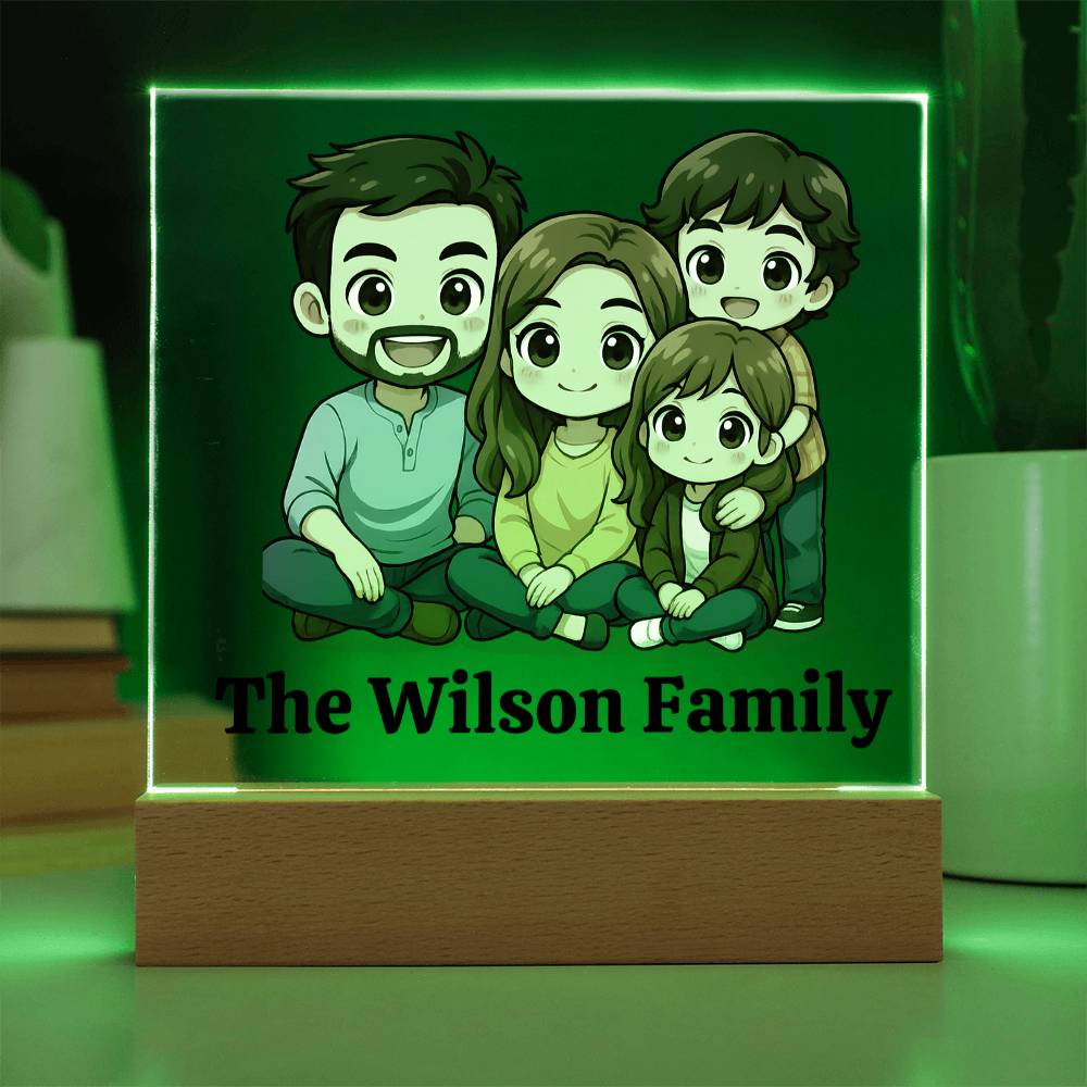 Custom Chibi Family Acrylic Plaque with LED Base - Kim’s Signature Beauty & Accessories    
