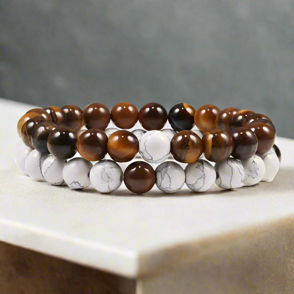 2 Piece Marble, Lave, & Natural Stone Bracelet Set - Kim’s Signature Beauty & Accessories    