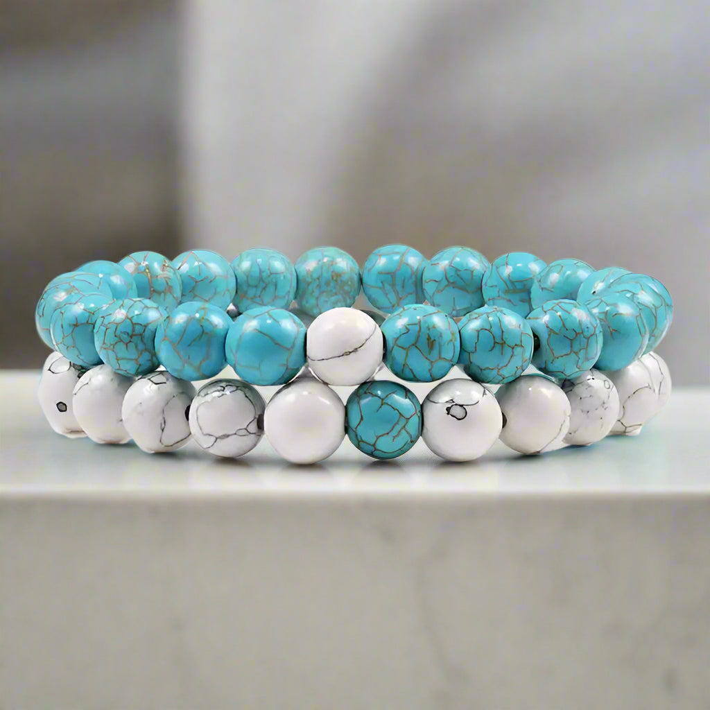 2 Piece Marble, Lave, & Natural Stone Bracelet Set - Kim’s Signature Beauty & Accessories    