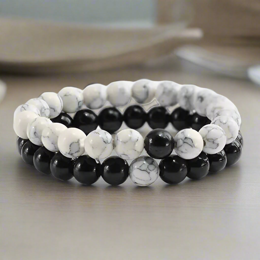 2 Piece Marble, Lave, & Natural Stone Bracelet Set - Kim’s Signature Beauty & Accessories    