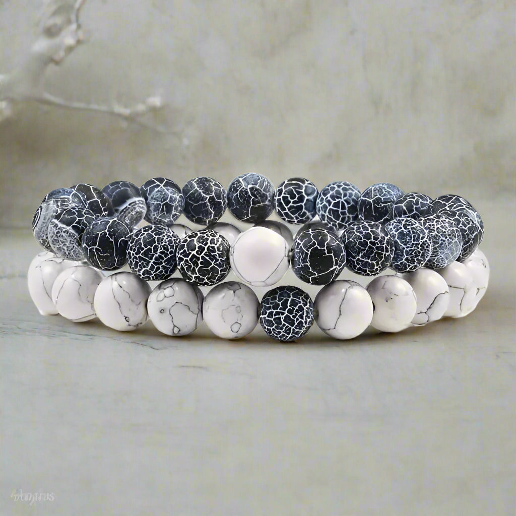 2 Piece Marble, Lave, & Natural Stone Bracelet Set - Kim’s Signature Beauty & Accessories    